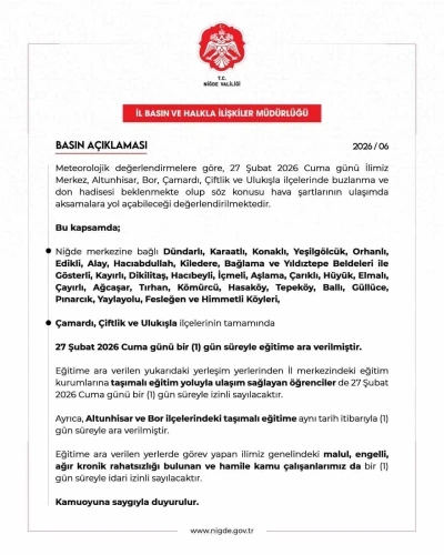 Niğde&rsquo;de bazı okullarda eğitime ara verildi
