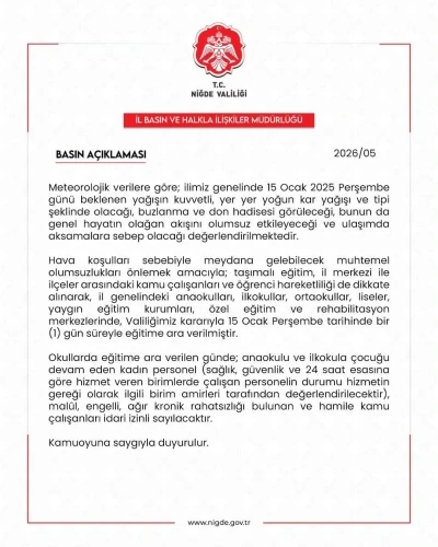 Niğde&rsquo;de eğitime kar engeli
