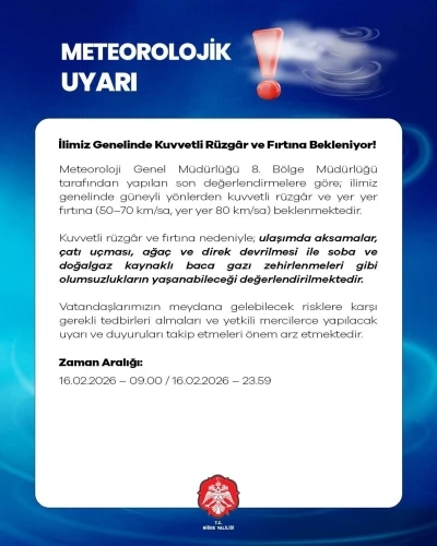 Niğde i&ccedil;in kuvvetli r&uuml;zgar ve fırtına uyarısı
