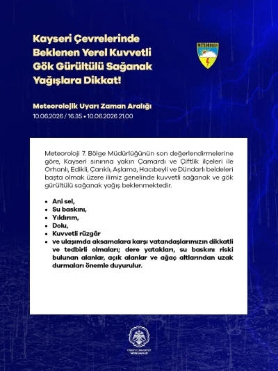 Niğde i&ccedil;in kuvvetli yağış uyarısı
