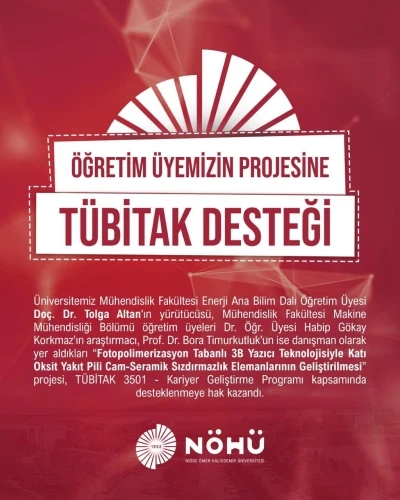 Niğde Ömer Halisdemir Üniversitesi’ne bir TÜBİTAK desteği daha
