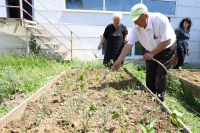 Nil&uuml;fer&rsquo;de yaşlılar fideleri toprakla buluşturdu
