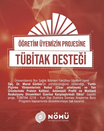 N&Ouml;H&Uuml; projesi T&Uuml;BİTAK tarafından desteklenmeye hak kazandı
