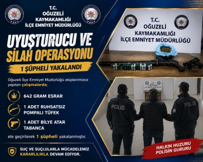Oğuzeli&rsquo;nde Uyuşturucu ve Silah Operasyonu: 1 Ş&uuml;pheli Yakalandı