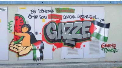 Onikişubat Belediyesi, Filistin temalı grafitilerle trafoları vicdan anıtına dönüştürdü
