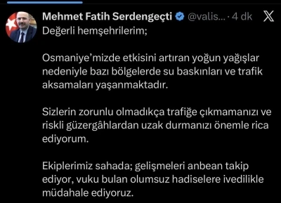 Osmaniye&rsquo;de şiddetli yağış ve fırtına hayatı olumsuz etkiledi
