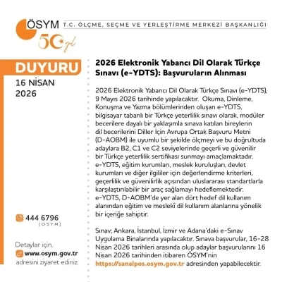 &Ouml;SYM&rsquo;den T&uuml;rkiye&rsquo;de bir ilk: e-YDTS başvuruları a&ccedil;ıldı
