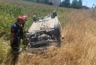 Otomobil şarampole uçtu: 1 yaralı
