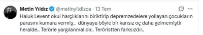Oyuncu Metin Yıldız&rsquo;dan Haluk Levent&rsquo;e tepki: "Ter&ouml;rle yargılanmalıdır, ter&ouml;ristten farksızdır"
