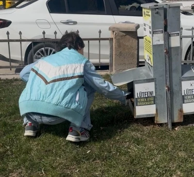 &Ouml;zel &ouml;ğrencilerden sokak hayvanlarına mama desteği
