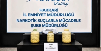 Peynir bidonunda 26 kilo metamfetamin ele ge&ccedil;irildi
