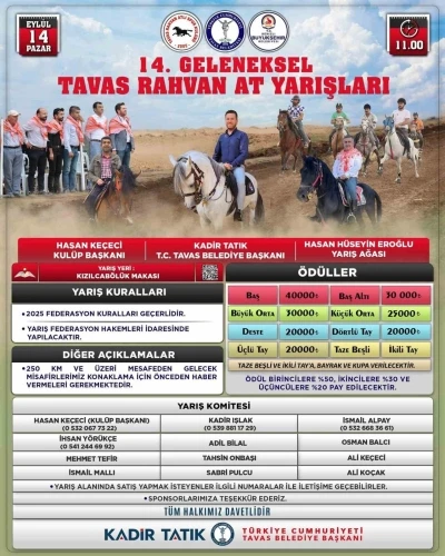 Rahvan atlar 14. kez Tavas Ovasında koşacak

