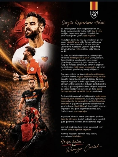 Ramazan Civelek Kayserispor&rsquo;dan ayrıldı
