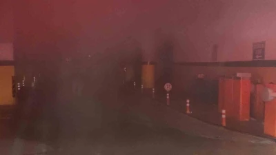 Rize kent meydanındaki otoparkta yangın paniği
