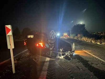 R&ouml;morka &ccedil;arpan otomobil takla attı: 1 yaralı
