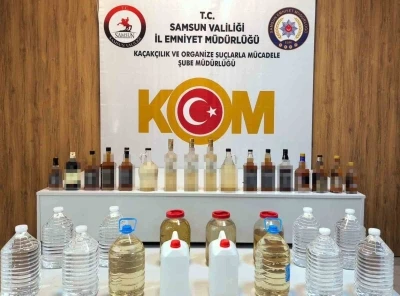 Samsun&rsquo;da 90 litre sahte i&ccedil;ki ve eti alkol ele ge&ccedil;irildi

