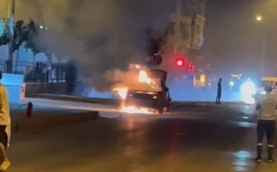 Samsun’da otomobil alev alev yandı
