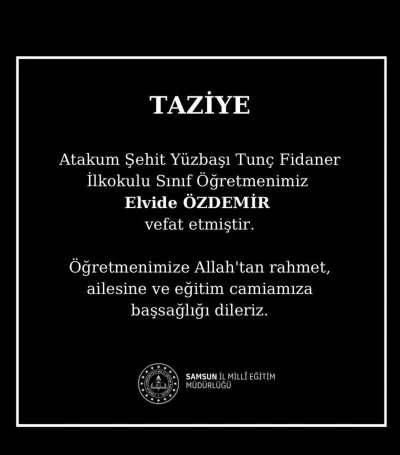 Samsun&rsquo;da sınıf &ouml;ğretmeni kansere yenik d&uuml;şt&uuml;
