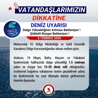 Samsun Valiliği&rsquo;nden &rsquo;denize girilmemesi&rsquo; uyarısı
