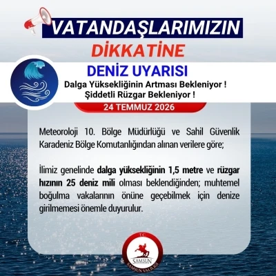Samsun Valiliği&rsquo;nden &rsquo;denize girmeyin&rsquo; uyarısı
