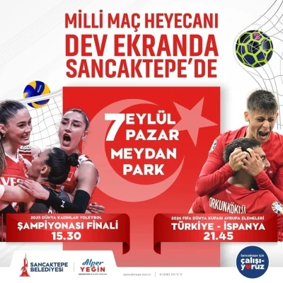 Sancaktepe’de voleybol ve futbolda milli maç heyecanı dev ekranda
