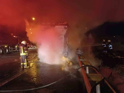 Şanlıurfa’da beyaz eşya yüklü tır alev alev yandı
