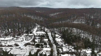 Sarıyer&rsquo;de kış manzarası havadan g&ouml;r&uuml;nt&uuml;lendi
