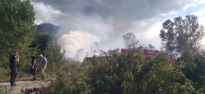 Sazlık alanda korkutan yangın
