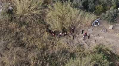 Sazlıkta gizlenen şahıs dron kamerasıyla yakalandı
