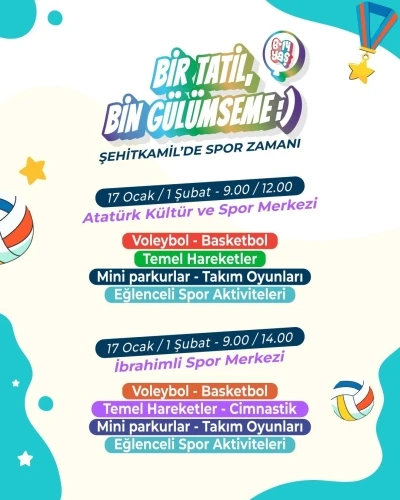 Şehitkamil&rsquo;de yarıyıl tatili spor şenliğiyle renklenecek
