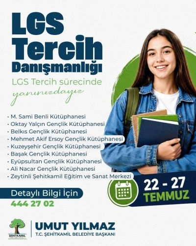 Şehitkamil&rsquo;den LGS &ouml;ğrencilerine &uuml;cretsiz danışmanlık desteği
