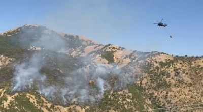 Şemdinli’deki orman yangınına hava destekli müdahale
