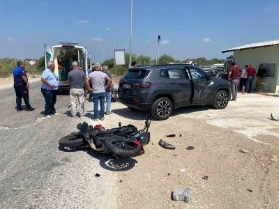 Serik’te cip ile motosiklet çarpıştı: 1 yaralı
