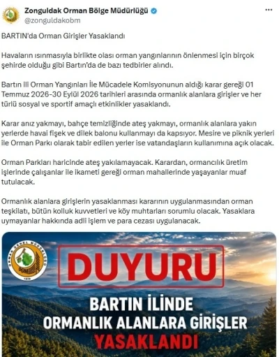 Sıcaklıklar arttı, ormanlara giriş yasaklandı
