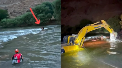 Siirt&rsquo;te Baraj Sularının Y&uuml;kselmesiyle Mahsur Kalan Gen&ccedil; Kurtarıldı