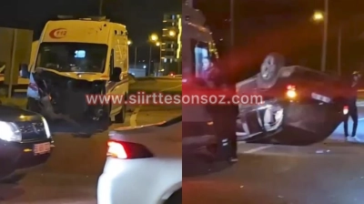 Siirt&rsquo;te Kazaların Eksik Olmadığı Kavşakta Ambulans ile Otomobil &Ccedil;arpıştı