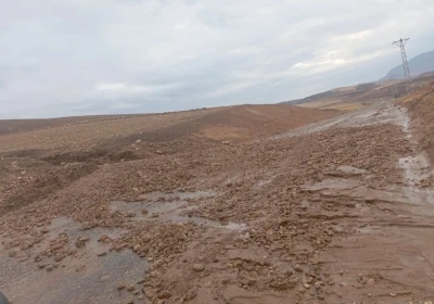 Siirt’te yağışla birlikte oluşan heyelan yola böyle aktı
