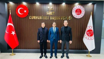 Siirt TSO Başkanı G&uuml;ven Kuzu, Başsavcı Yasin Coşkun ile bir araya geldi
