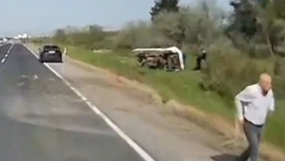 Silivri&rsquo;de kontrolden &ccedil;ıkan kamyonet yan yattı
