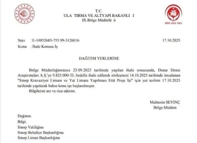 Sinop Kruvaziyer ve Yat Limanı Projesi ihalesi tamamlandı
