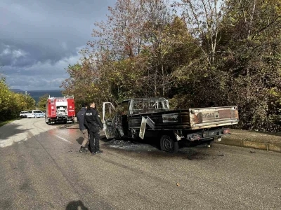 Sinop’ta seyir halindeki kamyonet alevlere teslim oldu
