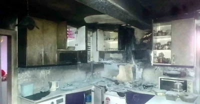 Su i&ccedil;meye kalktı, alevlerle burun buruna geldi
