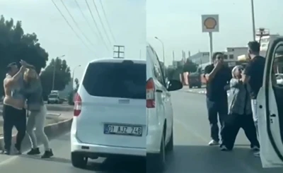 Sürücülerin trafikteki kavgası kamerada
