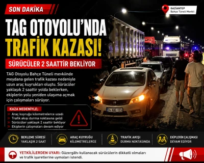TAG Otoyolu&rsquo;nda trafik kazası! S&uuml;r&uuml;c&uuml;ler saatlerdir yolda mahsur