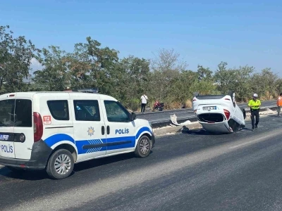 Takla atan araç sürücüsü yaralandı
