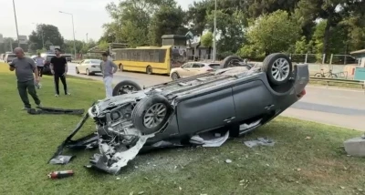 Takla atan ara&ccedil;tan burunları kanamadan &ccedil;ıktılar
