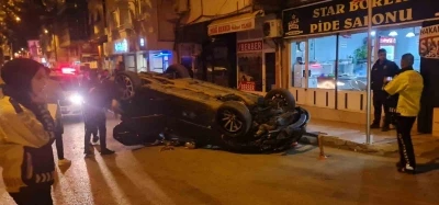 Takla atan otomobilde şans eseri ölen ya da yaralanan olmadı
