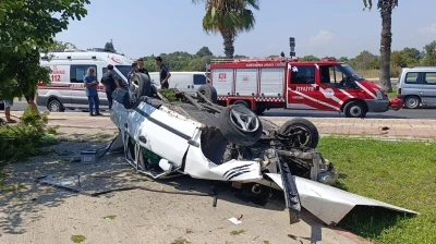 Takla atıp ters dönen Fiat Tofaş hurdaya döndü: 1 yaralı

