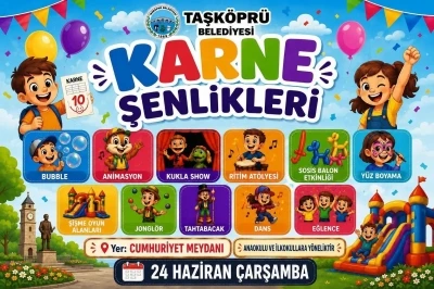 Taşk&ouml;pr&uuml; Belediyesi&rsquo;nden &ccedil;ocuklara karne şenliği
