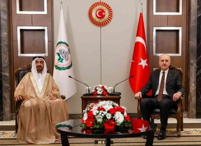 TBMM Başkanı Kurtulmuş, Arap Parlamentosu Başkanı Alyammahi ile g&ouml;r&uuml;şt&uuml;
